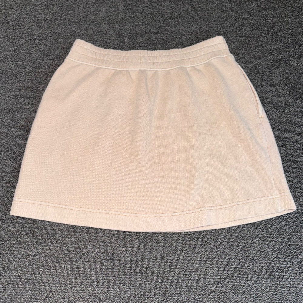 Aerie Real French Terry Mini Skirt Peach Elastic Waist Pockets Size Small Casual